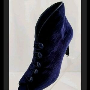 Impo Stretch Vassar Bootie  Blue Velvet  Peep Toe Loop Close Size  7M